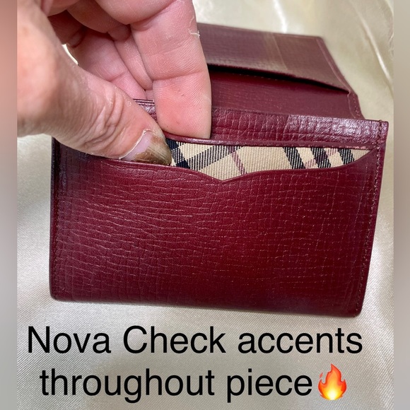 MENS BURBERRY Merlot Croco/LOGO Embossed Card Wallet🔥Like NEW🔥 - Picture 7 of 12